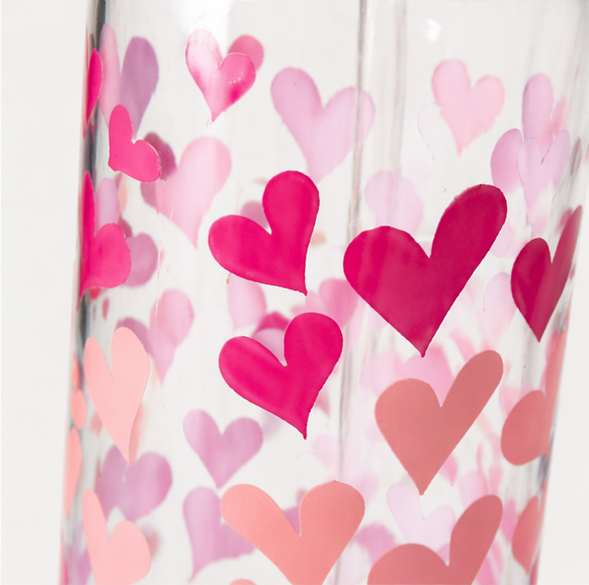 Gobelet cœur avec couvercle transparent et paille