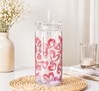Gobelet cœur 3 avec couvercle transparent & paille