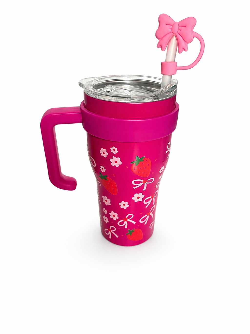 Gourde Tumbler Isotherme – Rose Fraises & Fleurs