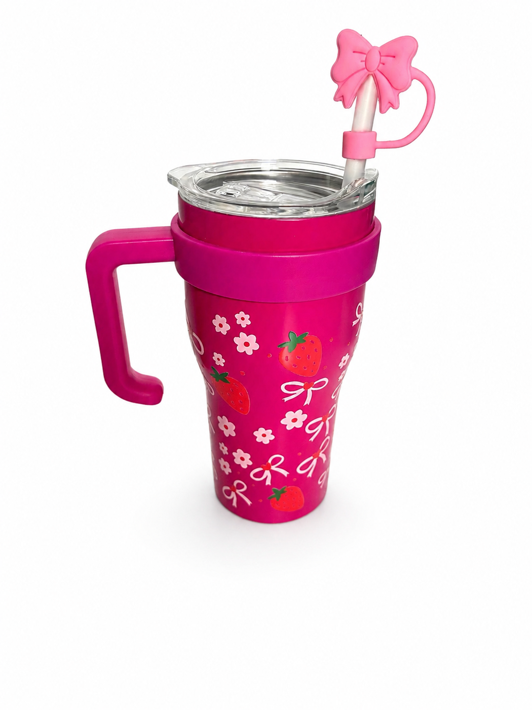 Gourde Tumbler Isotherme – Rose Fraises & Fleurs