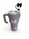 Gourde Tumbler Isotherme Grise à Nœuds Roses