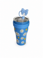 Gourde Tumbler Isotherme Bleue – Motif Marguerites