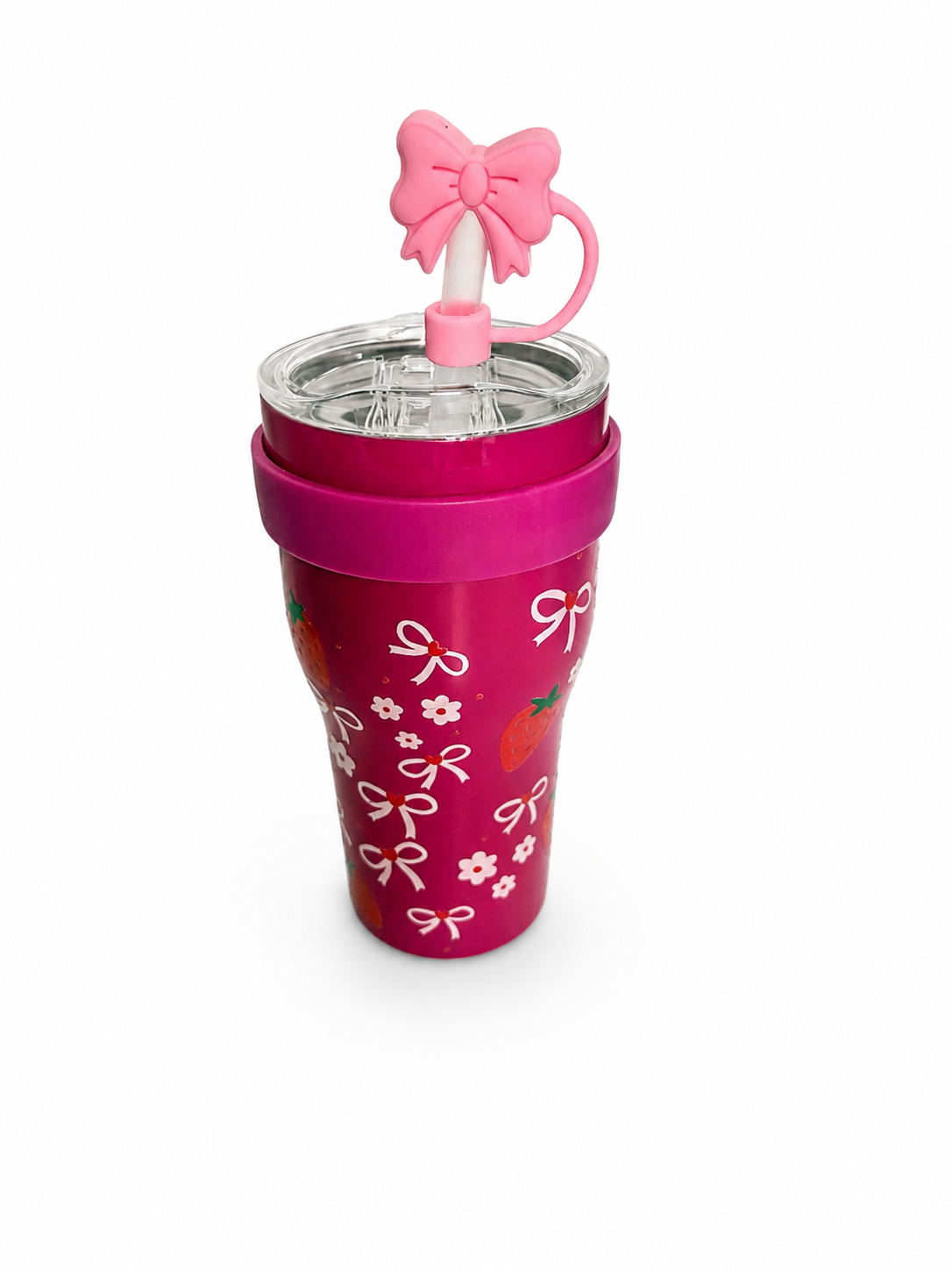 Gourde Tumbler Isotherme – Rose Fraises & Fleurs