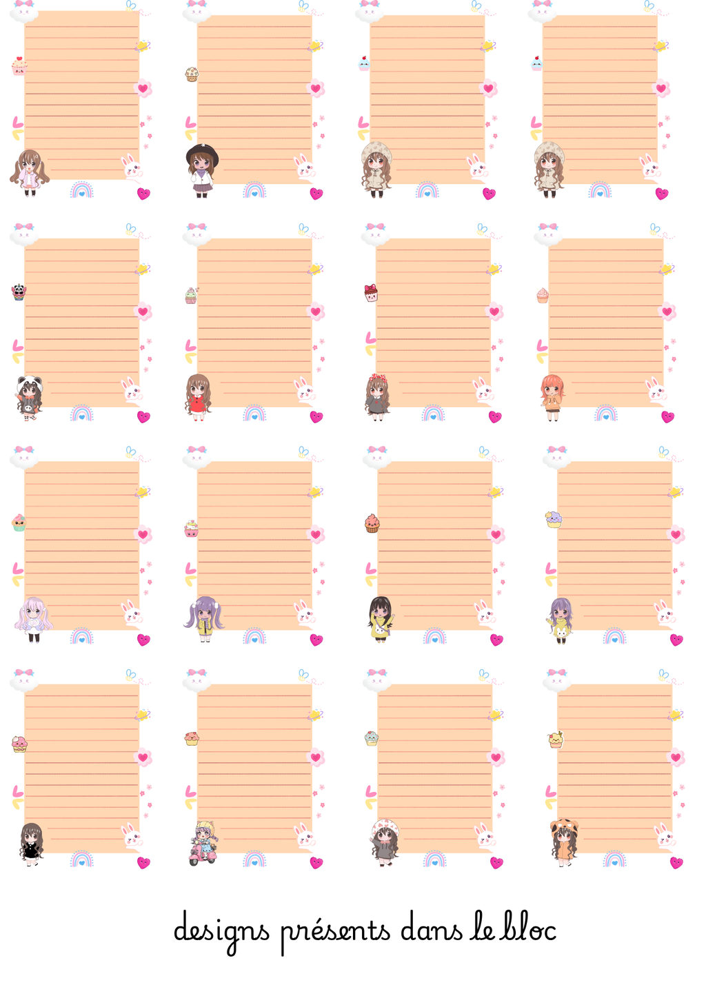 Bloc-notes fille kawaii