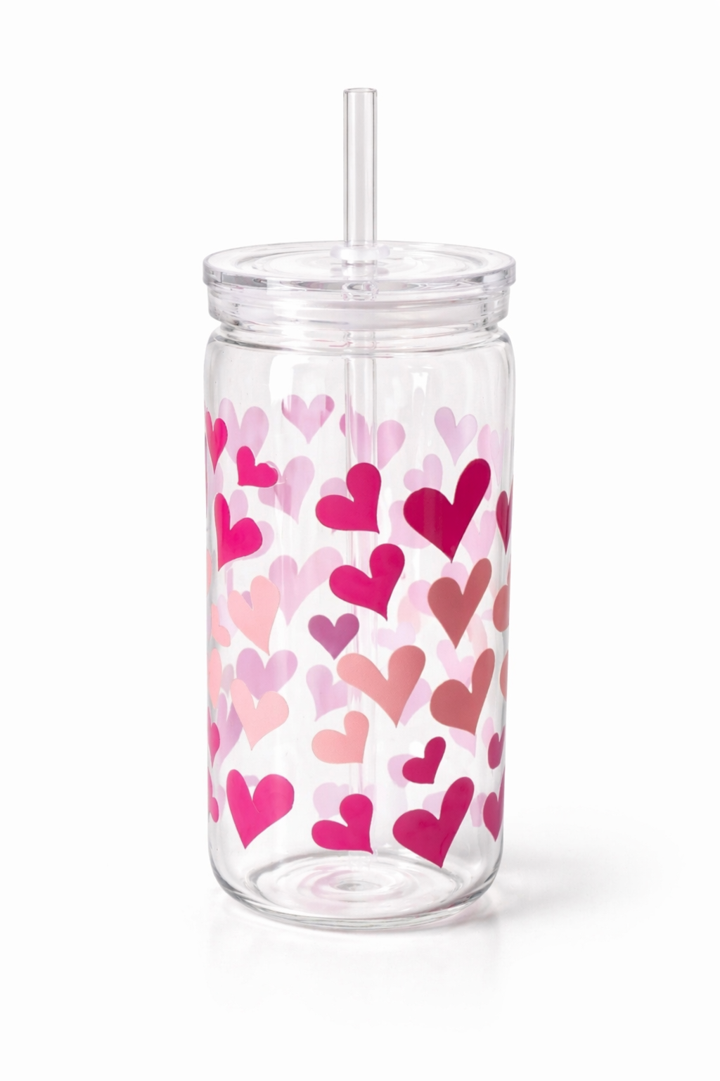 Gobelet cœur avec couvercle transparent et paille