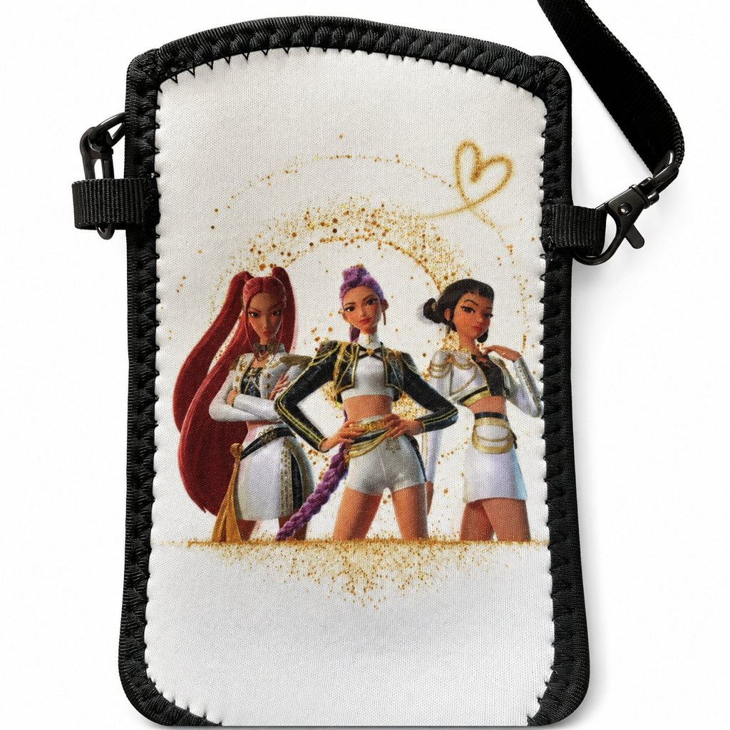 Pochette téléphone K-pop – Élégance dorée
