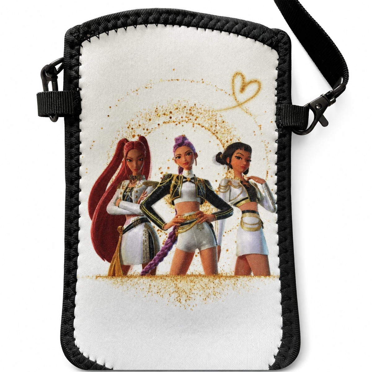 Pochette téléphone K-pop – Élégance dorée