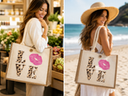 Sac love rose en toile effet lin stratifié