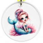 Porte-clés petite sirène avec pompon jaune